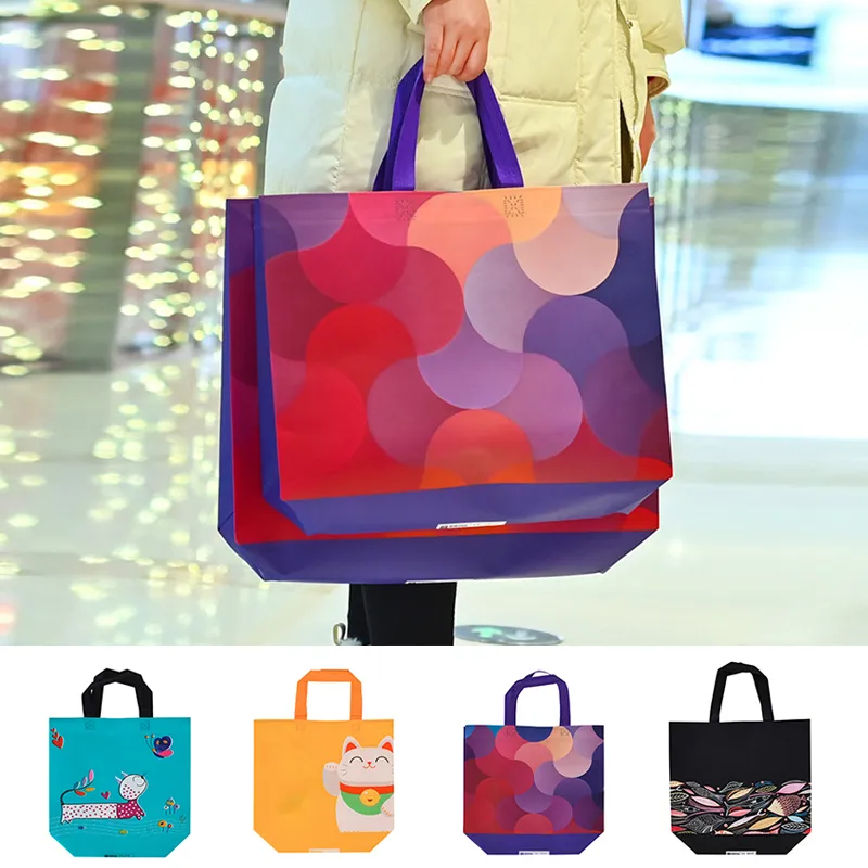 Non-woven Fabric Reusable Shopping Bags 4 Sizes Foldable Tote Grocery Clothes Storage Travel Eco Friendly Shopper Bag_voghion.com