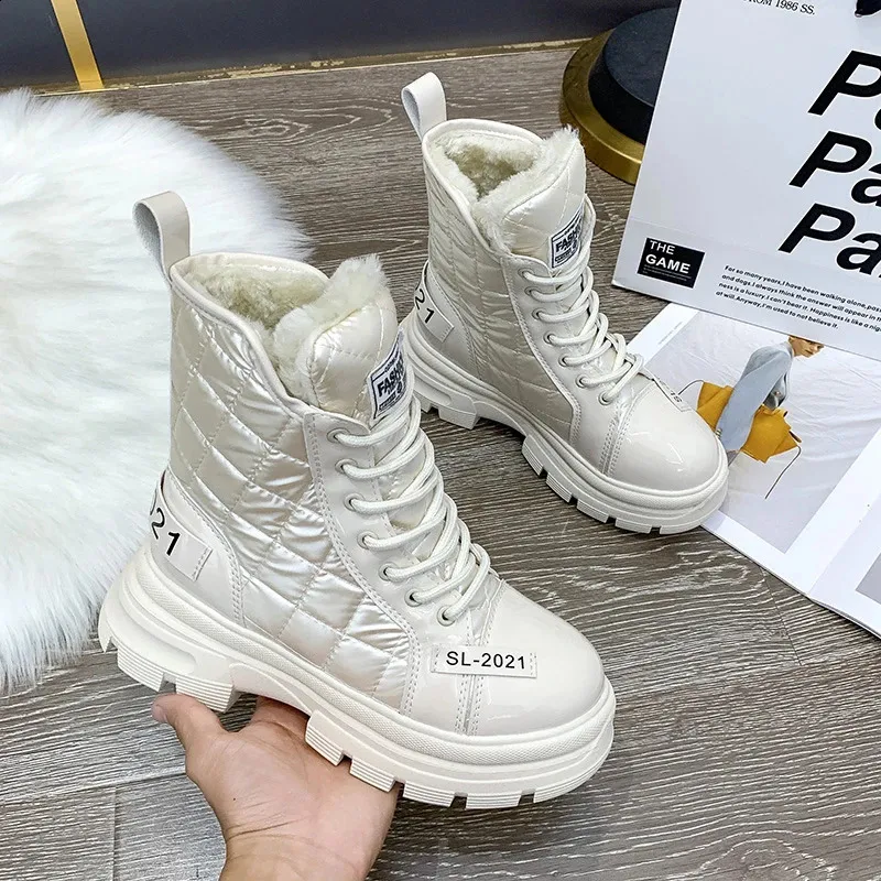 Snow Platform Warm Ankle Boots For Women Waterproof Fur Lined_voghion.com