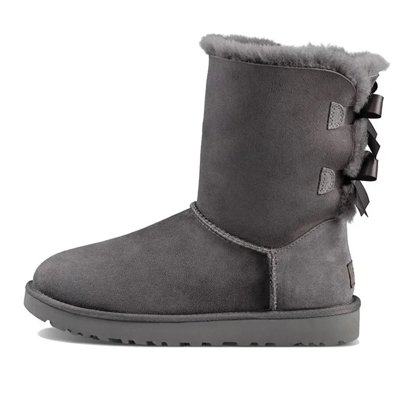 Boots Australia Designer Womens Girls Ankle Winter Snow Boot Slip-On fur Leather Ladies Booties Bailey Bow Chesut Black_voghion.com