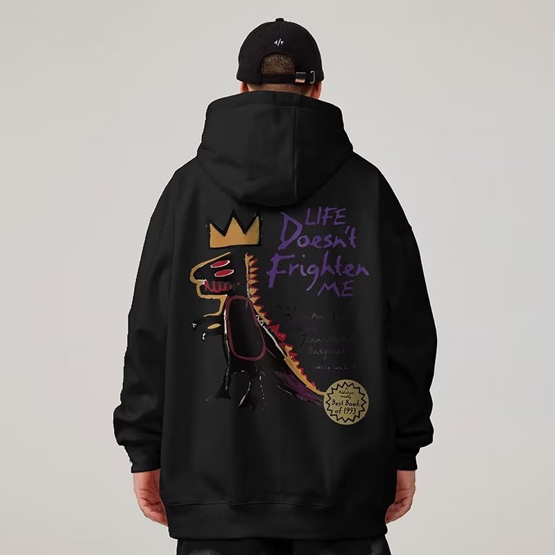 Il marchio di moda americano Instagram coppia cartoon felpa con cappuccio da uomo di tendenza in peluche di grandi dimensioni più grasso top oversize_voghion.com