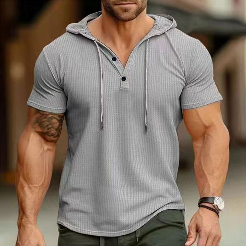 2024 New Summer Short Sleeved T-shirt Men's Hooded Top American Henry Shirt_voghion.com