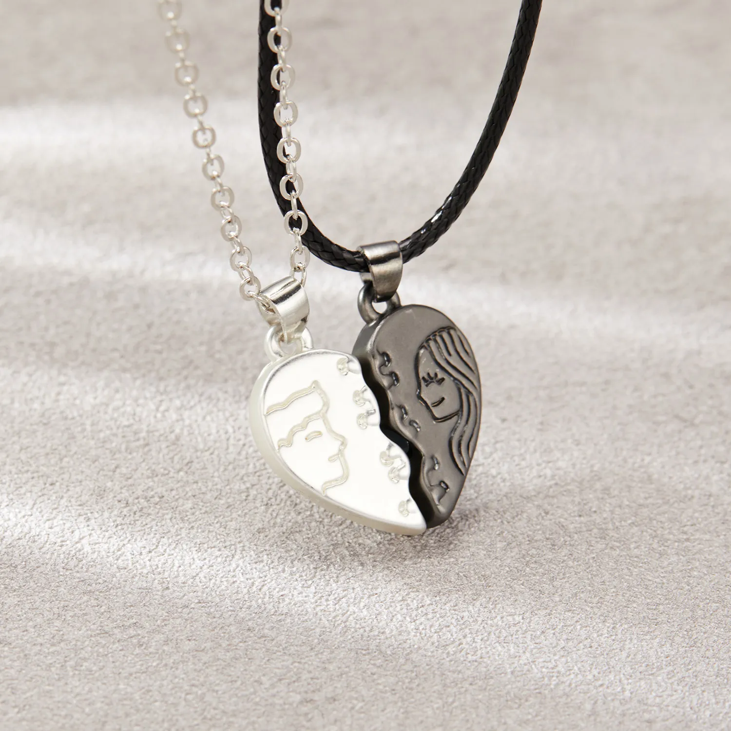 Collane con ciondolo 2 pezzi/paio Catena regolabile Collana coppia Cuore Magnete Attrarre Uomini Donne Gioielli matrimonio San Valentino_voghion.com