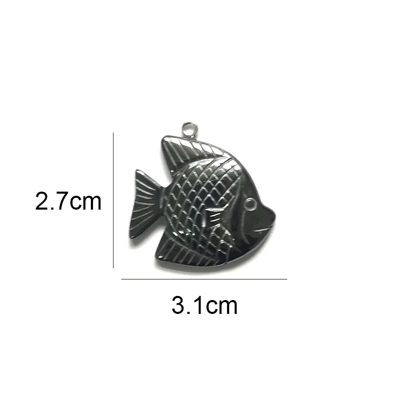 Collares colgantes de piedra natural, hematita negra, pez, delfín, estrella de mar, dijes, pulseras, brazaletes, accesorios de bricolaje_voghion.com