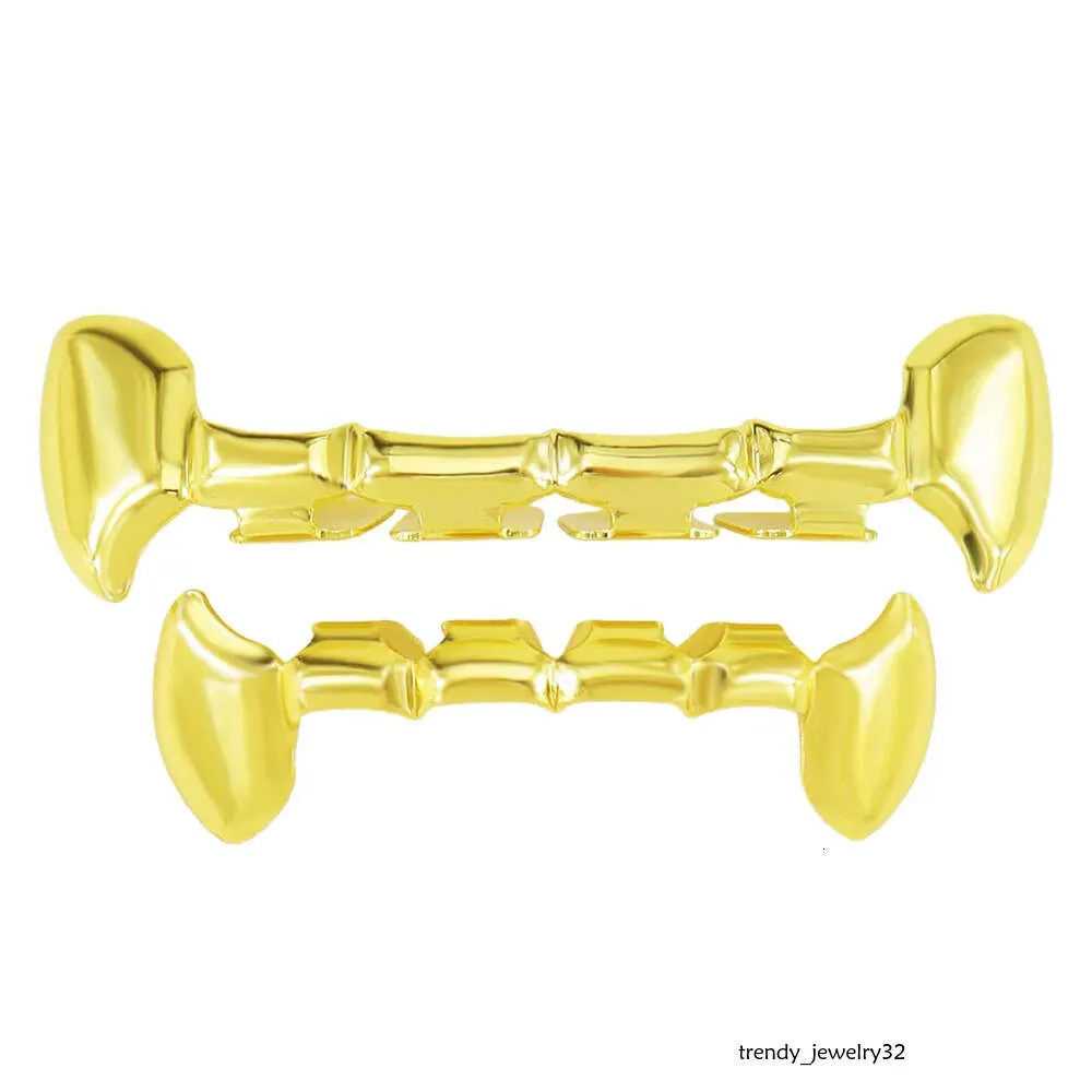 Hip Hop übertreibt Vampire Fang Grillz Set Echtgold galvanisierte Zahndekoration_voghion.com