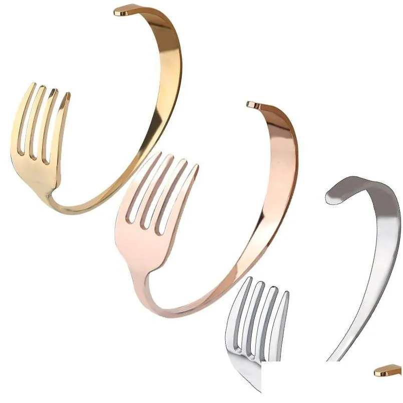 Stainless Steel C Type Bangle Knife And Fork Cuff Fashion Adjustable Bangles Drop Delivery Jewelry Bracelets Dh4Fs_voghion.com