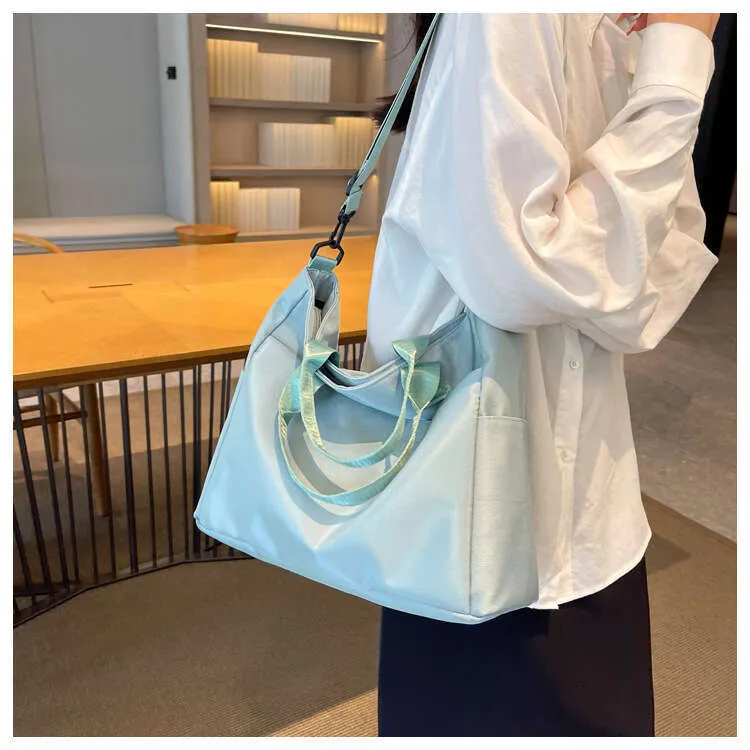 Grande borsa tote in cotone oxford borsa a spalla e tracolla_voghion.com