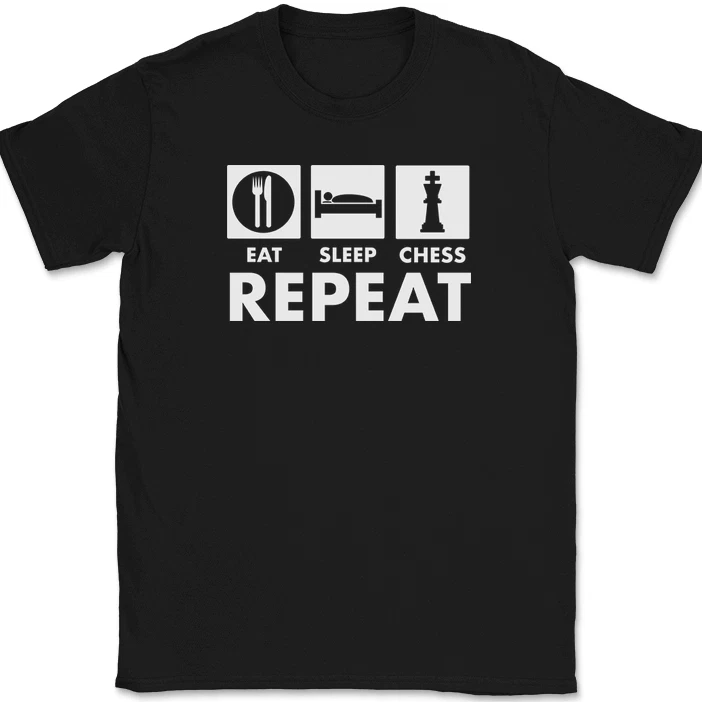 T-shirt eat sleep chess repeat heren grappig bordspel shirt_voghion.com