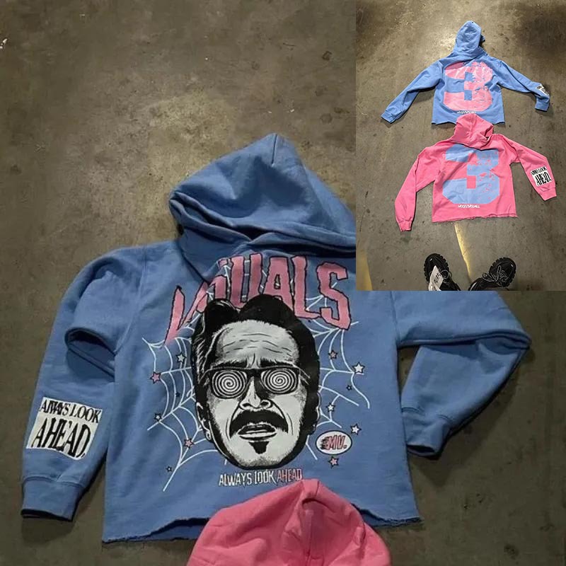 2025 Men And Women Trendy New AHEAD Spider Web Print Hooded Hot Selling Wholesale Sweatshirt