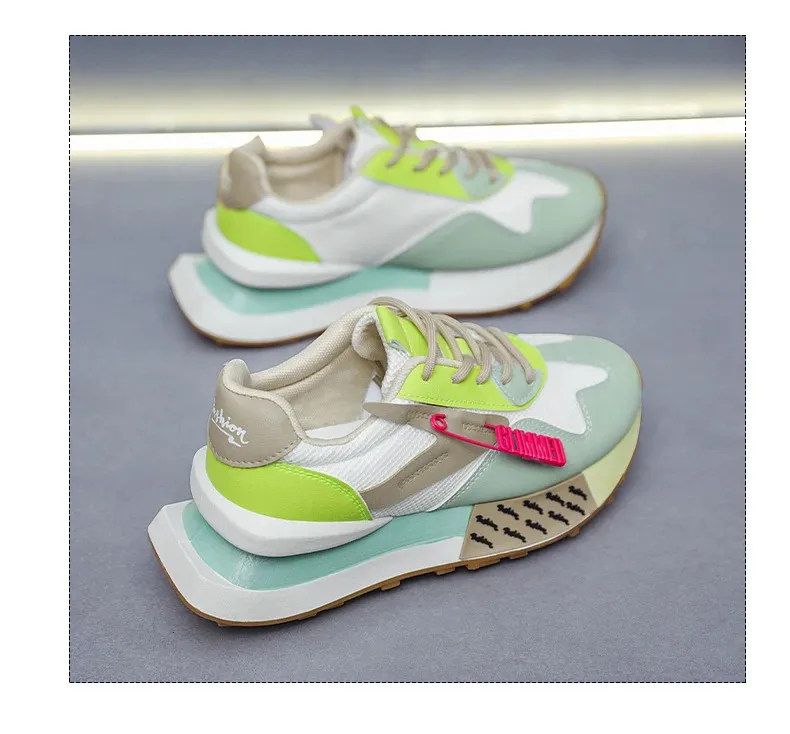 Women's Thick Soled Daddy Shoes Breathable Mesh Sports Trainers_voghion.com