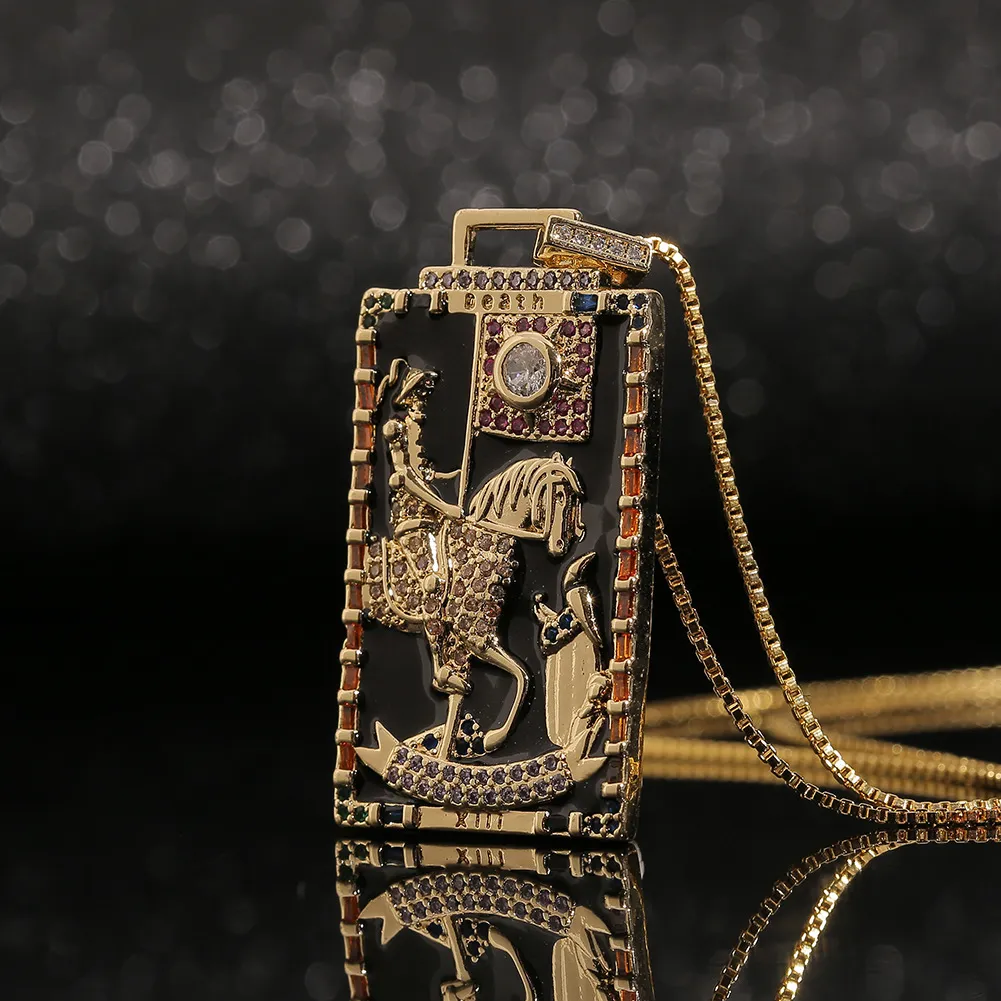 Collana con ciondolo carta dei tarocchi stile hip hop_voghion.com