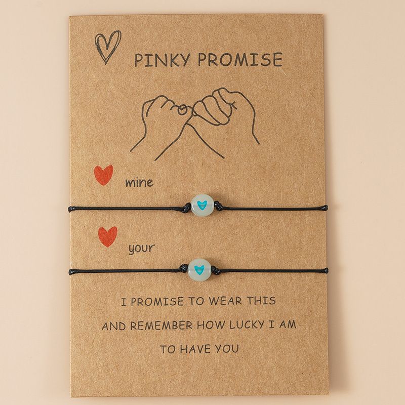 Nuovo semplice luminoso amore fortunato perlina amicizia coppia tirare gancio carta braccialetto regolabile mano corda_voghion.com