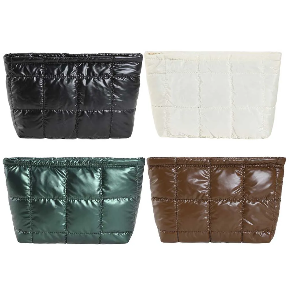Sac fourre-tout matelassé en coton pour femme, grande capacité, organisateur de maquillage, couleur unie, sacs à main cosmétiques_voghion.com
