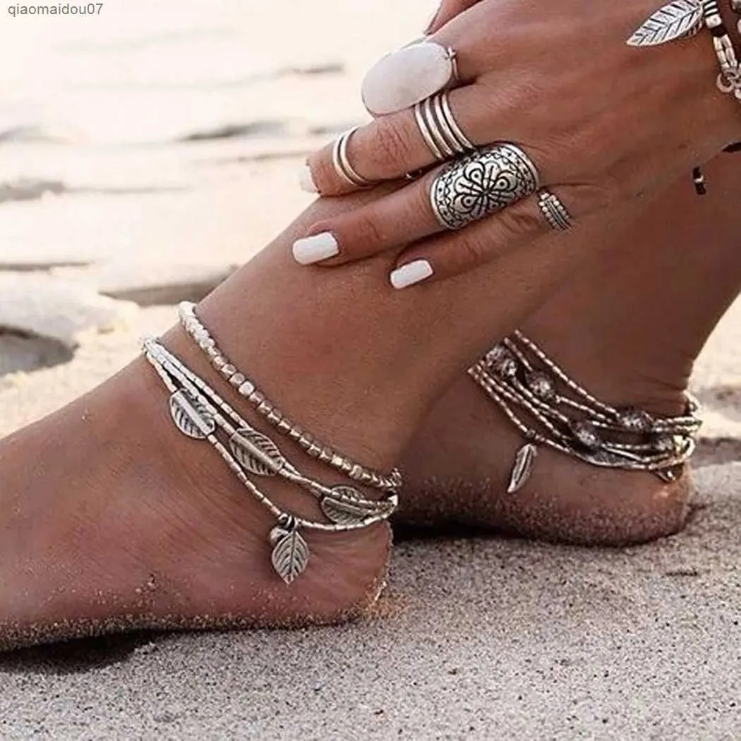 Tobilleras Anslow Baratas Pulsera con Plumas para Descalzas Sandalias Tobillo Playa para Mujer Joyas para Pies Cadenas para Piernas Multi_voghion.com