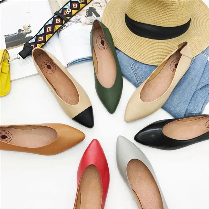 Women's Pointed Toe Flat Shoes Comfortable Slip On Boat Flats_voghion.com