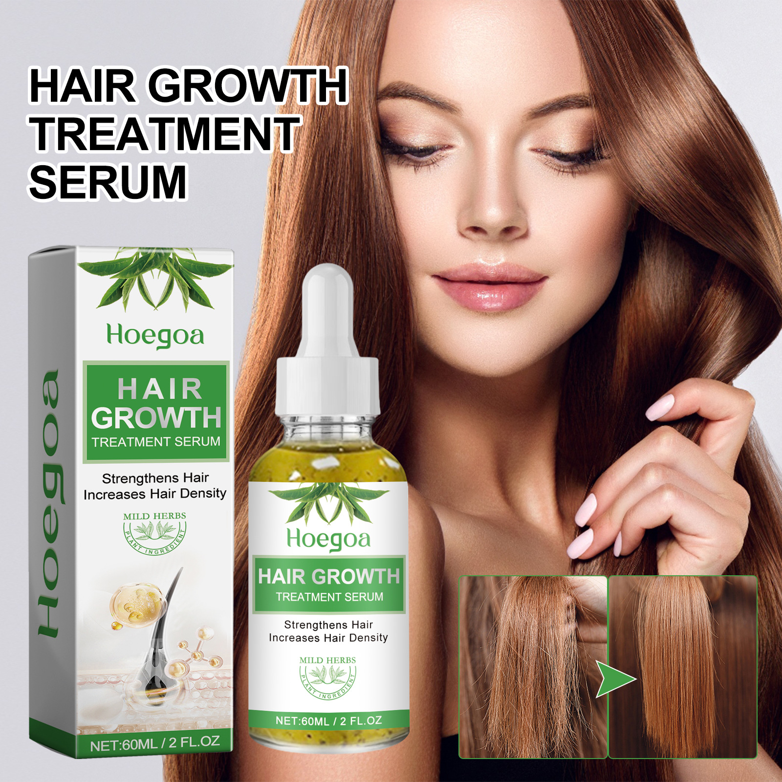 Hoegoa Dense Hair Essence Oil ass staark, zäh, fest, verhënnert Hoerverloscht. Mëll parfüméiert, natierlech an net fetteg._voghion.com