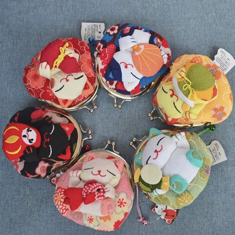 1 Pc Lucky Cat Coin Purse Key Case Lovely Cute Multi-color Pocket Cloth Handbag_voghion.com