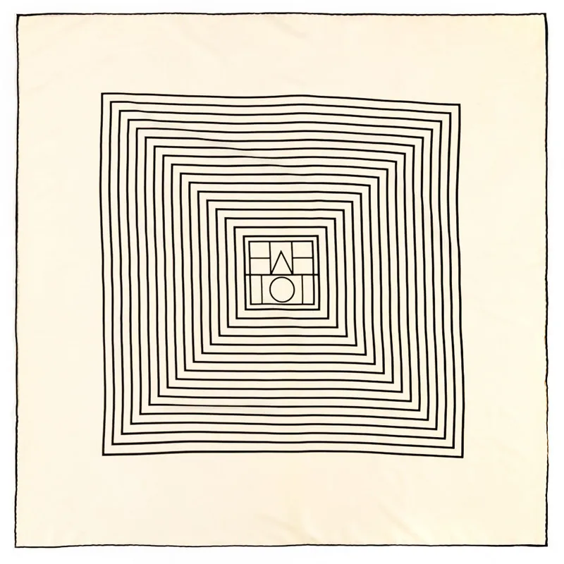 Foulard carré en soie sergé roulé à la main pour femme, 90 x 90 cm, imprimé géométrique, motif lettres_voghion.com