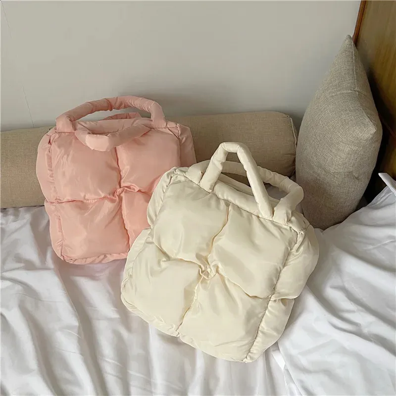 Borsa a tracolla gonfia da donna, trapuntata, in cotone spaziale, imbottita, in piuma, grande capacità, borsa a mano invernale per la spesa_voghion.com