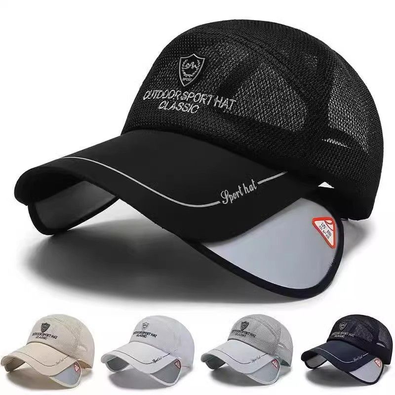 Casquette de baseball d'été pour homme en maille respirante à séchage rapide pour la pêche en bec de canard, chapeau de protection solaire_voghion.com
