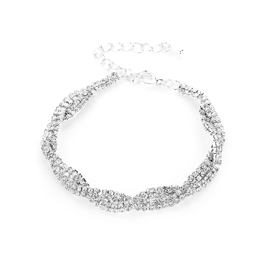 Jewelry Popular Wedding Dress Women's Jewelry Bridal Water Diamond Necklace Earrings Two Piece Set_voghion.com