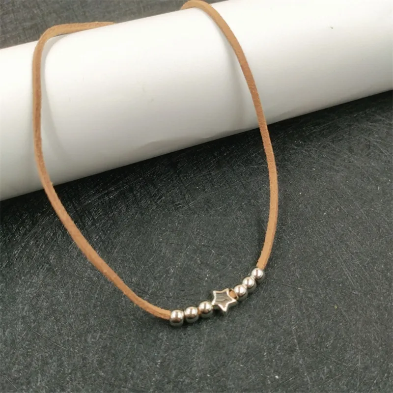 Collana choker stella boho collana pelle nera da donna_voghion.com