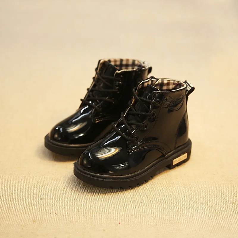 Botas de piel sintética antideslizantes para niño y niña, botines de otoño e invierno, talla 21_voghion.com