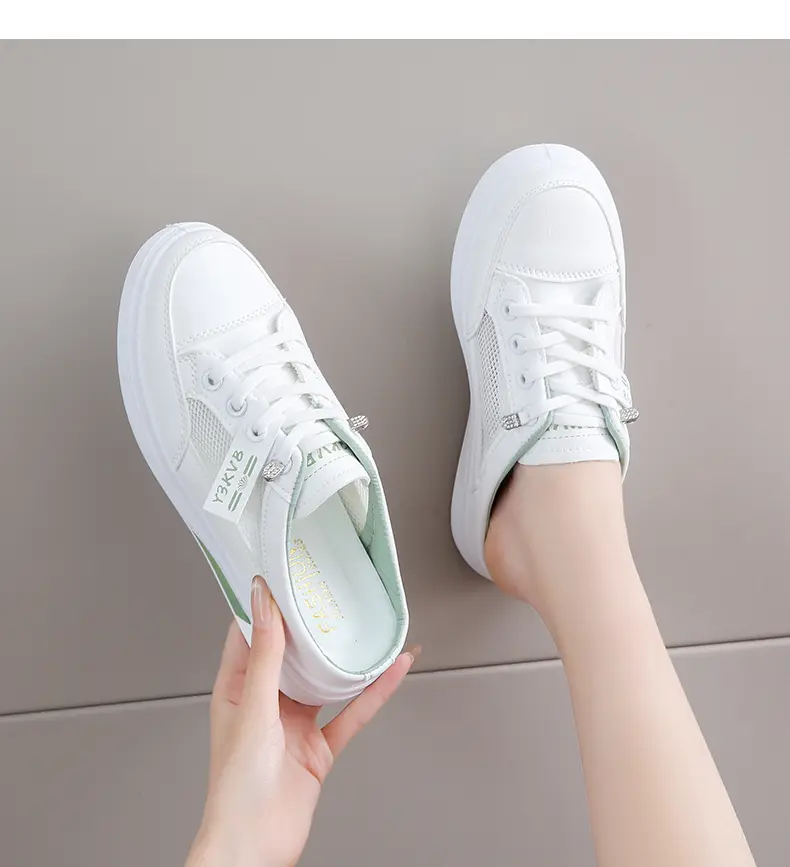 Damen Freizeitschuhe Atmungsaktive Halbschuhe Weiße Slipper_voghion.com