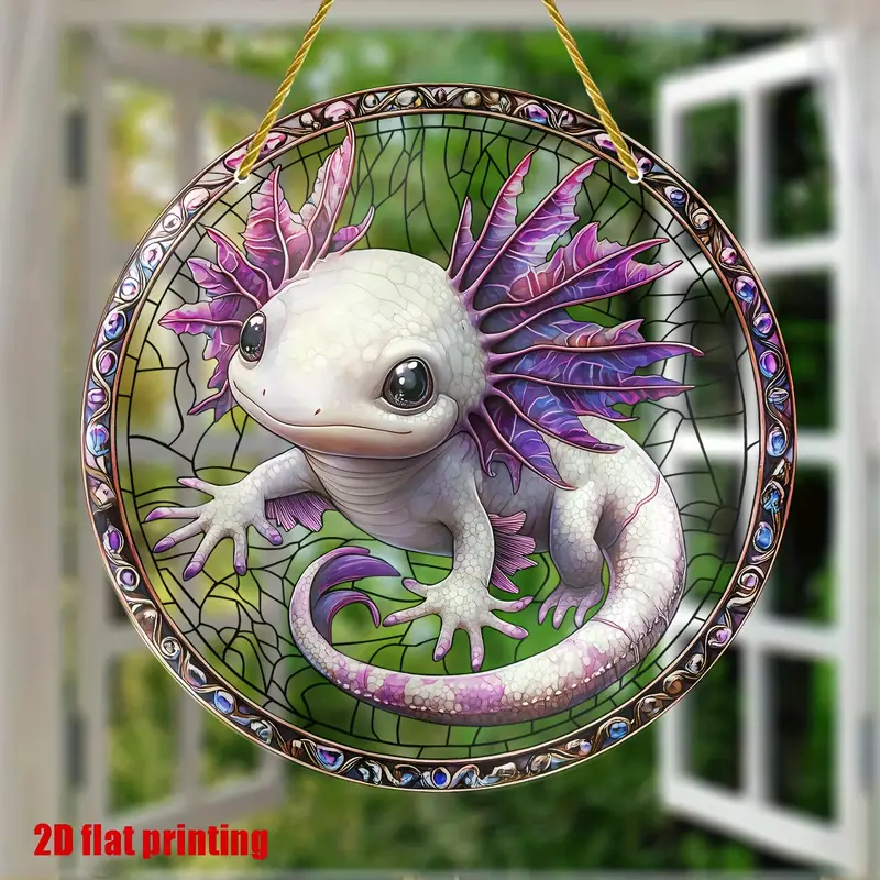 20 cm Axolotl solfångare - söt akrylfönsterkonst för djurälskare, fantasivarelsedekor för hem, sovrum och veranda - unik presentidé_voghion.com