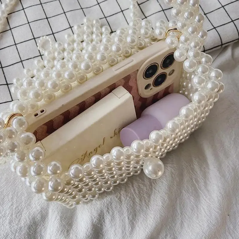 Sacs à bandoulière en perles pour femmes, petit portefeuille à pièces, sac à main tissé à la main pour téléphone, sac fourre-tout à bandoulière pour dames 240822_voghion.com