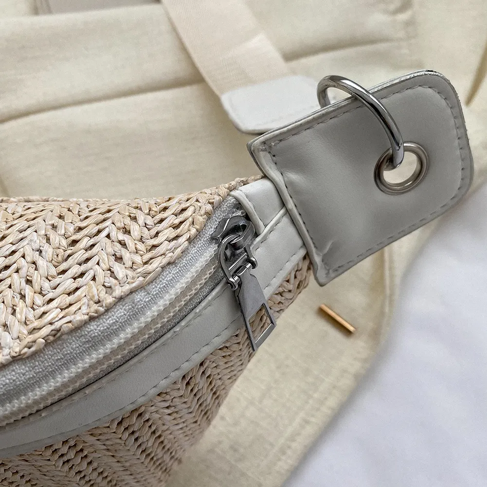 Damen Umhängetasche, breiter Schultergurt, Sommer-Stroh-Einkaufstasche, leicht, atmungsaktiv, modisch für den Strandurlaub_voghion.com