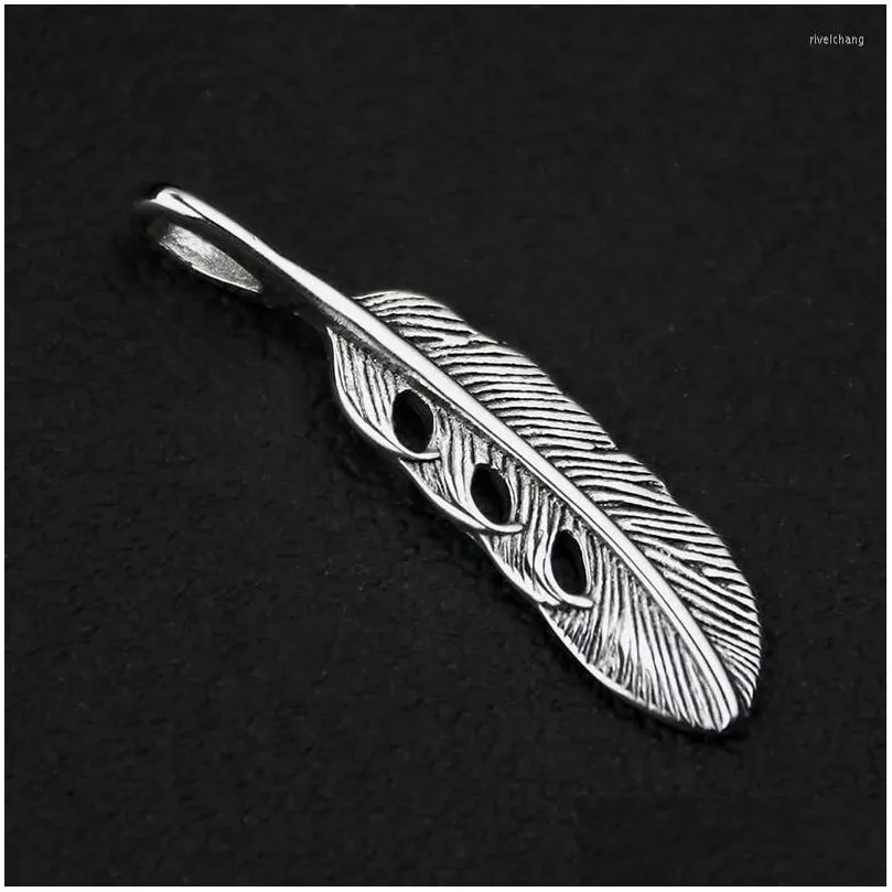 Pendant Necklaces Stainless Steel Eagle Feather Tribe Leaf Necklace Blue Stone Punk Woman Bohemian Diy Jewelry Making_voghion.com