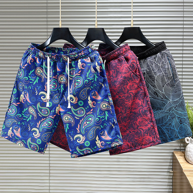 Quality Ice Silk Capris Summer Beach Leisure Running Sports Shorts 5-point Straight Tube Pants Men's_voghion.com