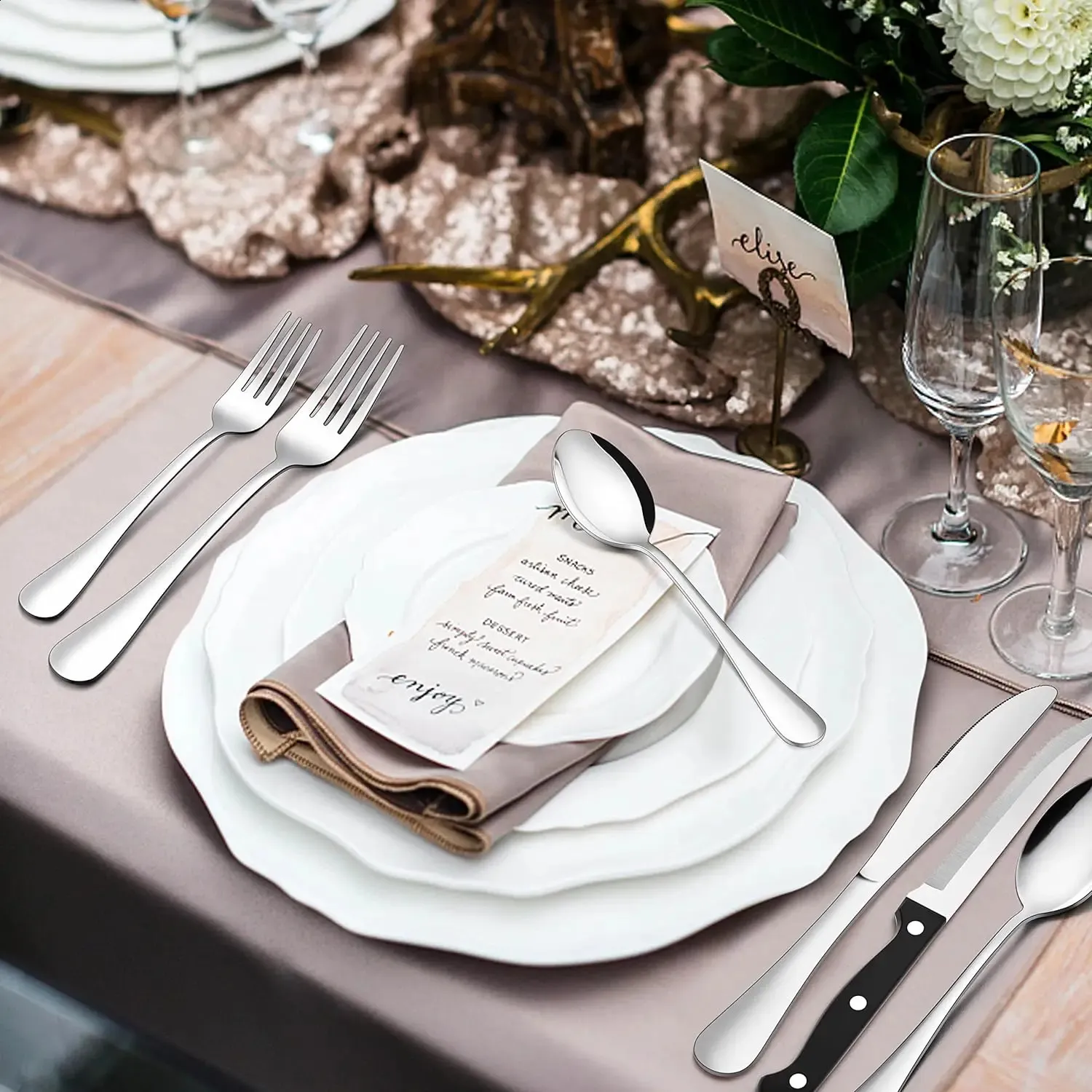 24-Piece Premium Cutlery - Steak Knives, Mirror Polish_voghion.com