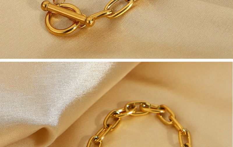 Bracciale da donna ovale in acciaio inossidabile placcato oro con graffetta classica alla moda e ghiera OT_voghion.com