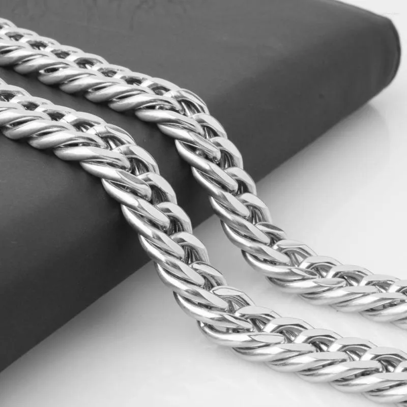 Chains 7-40inch 12mm Arrive Sier Color Stainless Steel Double Cuban Curb Link Chain Mens Necklace Or Bracelet Daily Wear_voghion.com