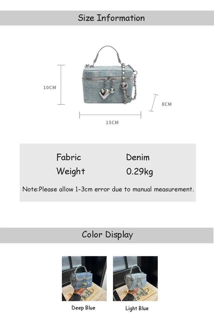 Vintage Denim Crossbody Bag Women Casual Fashion Flap Beads Box Short Handle Bags Female Versatile Commute Chain_voghion.com