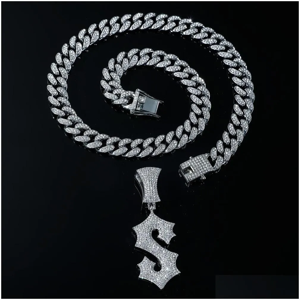 Ogrlice Hip Hop Muškarci Repper Sjajni Dijamantni Privjesak Zlatna Ogrlica S Slovo Mikro-Umetnuti Cirkon Nakit Noćni Klub_voghion.com