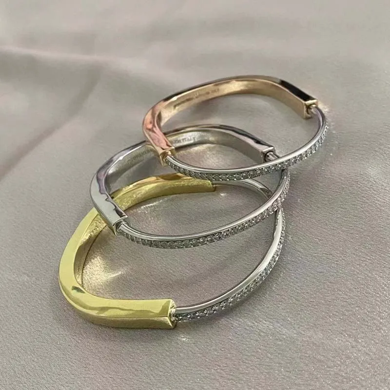 Armbänder Lock Herren Damen Armreifen Silber Roségold Titan Stahl Schmuck 17cm Diamant Schmuck Designer für Frauen Armband_voghion.com