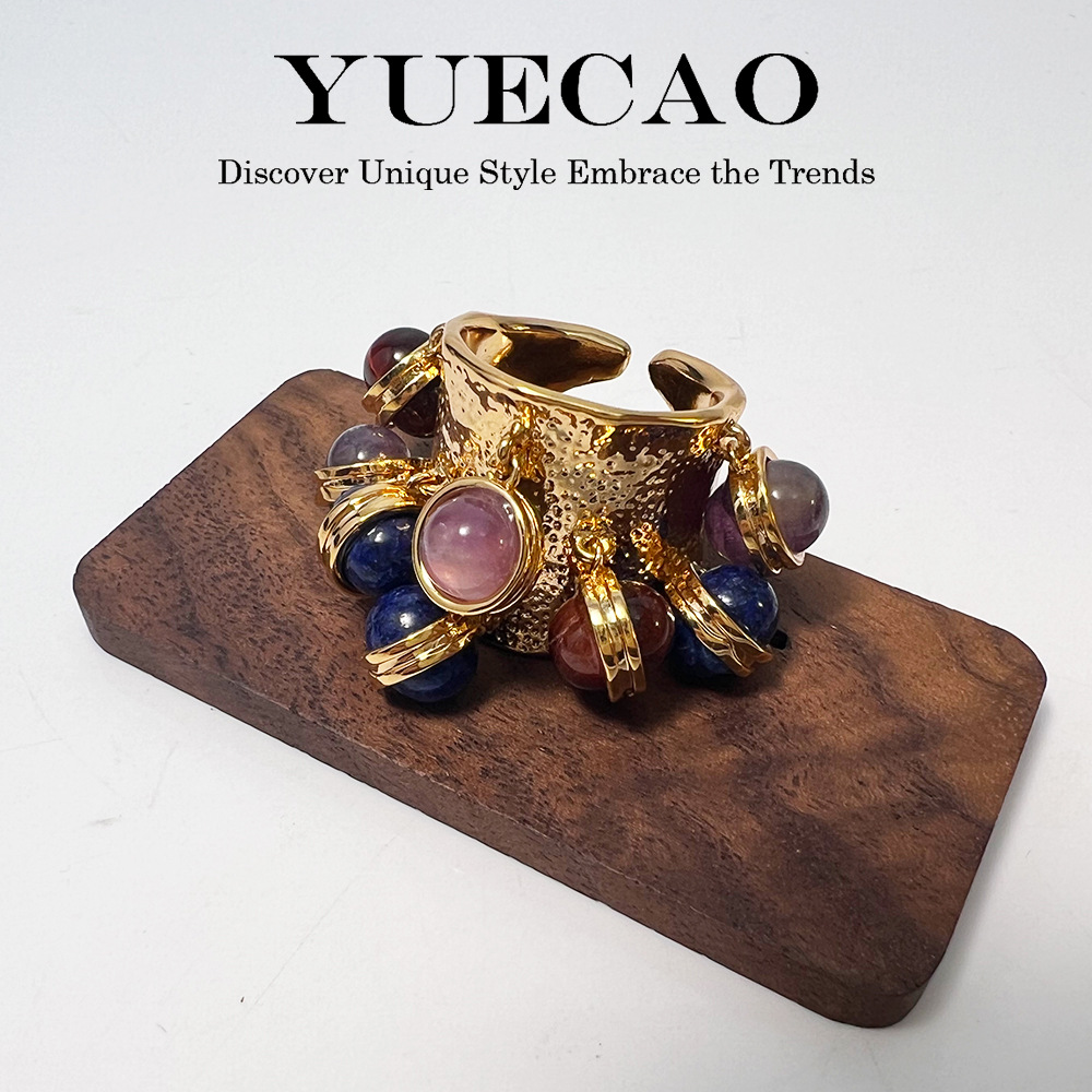 Anillo Duobao que no se decolora con diseño pequeño y piedra natural de gran venta en Instagram_voghion.com