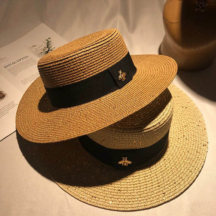 Strohhut Für Damen Modischer Designer Sonnenhut Mit Biene_voghion.com