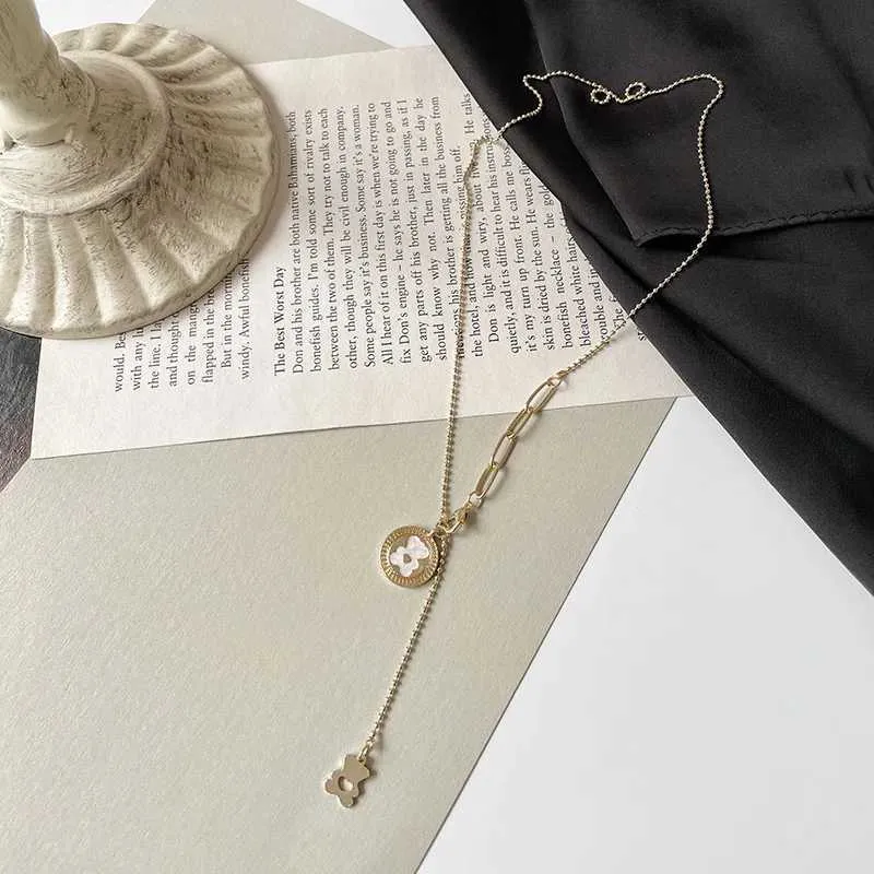 Colares com pingentes fofos para mulheres, corrente de pescoço, gargantilha, estilo coreano, colar de urso, acessórios de joias de aço inoxidável_voghion.com