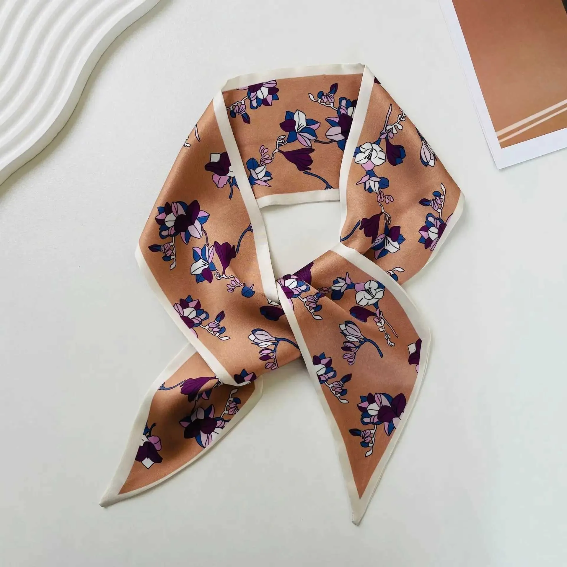 Damen Taschen Elegante RAL-Muster Frühling Sommer Seidenschals Quadratische Kopf- und Hals-Stirnbänder Halsbänder Y241121_voghion.com