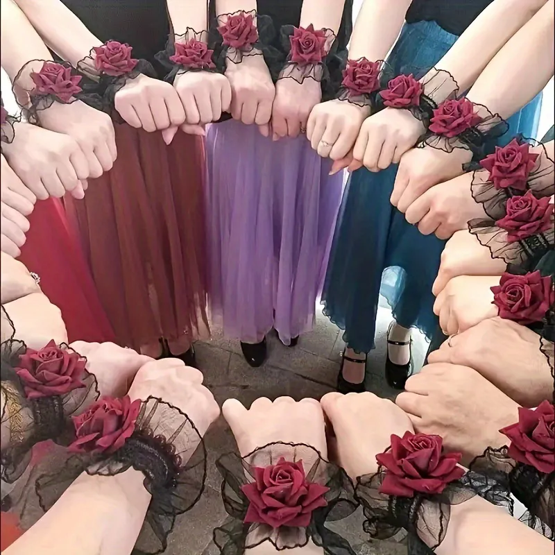 Gothic Rose Flower Bangle Bracelet Vintage Style For Women_voghion.com