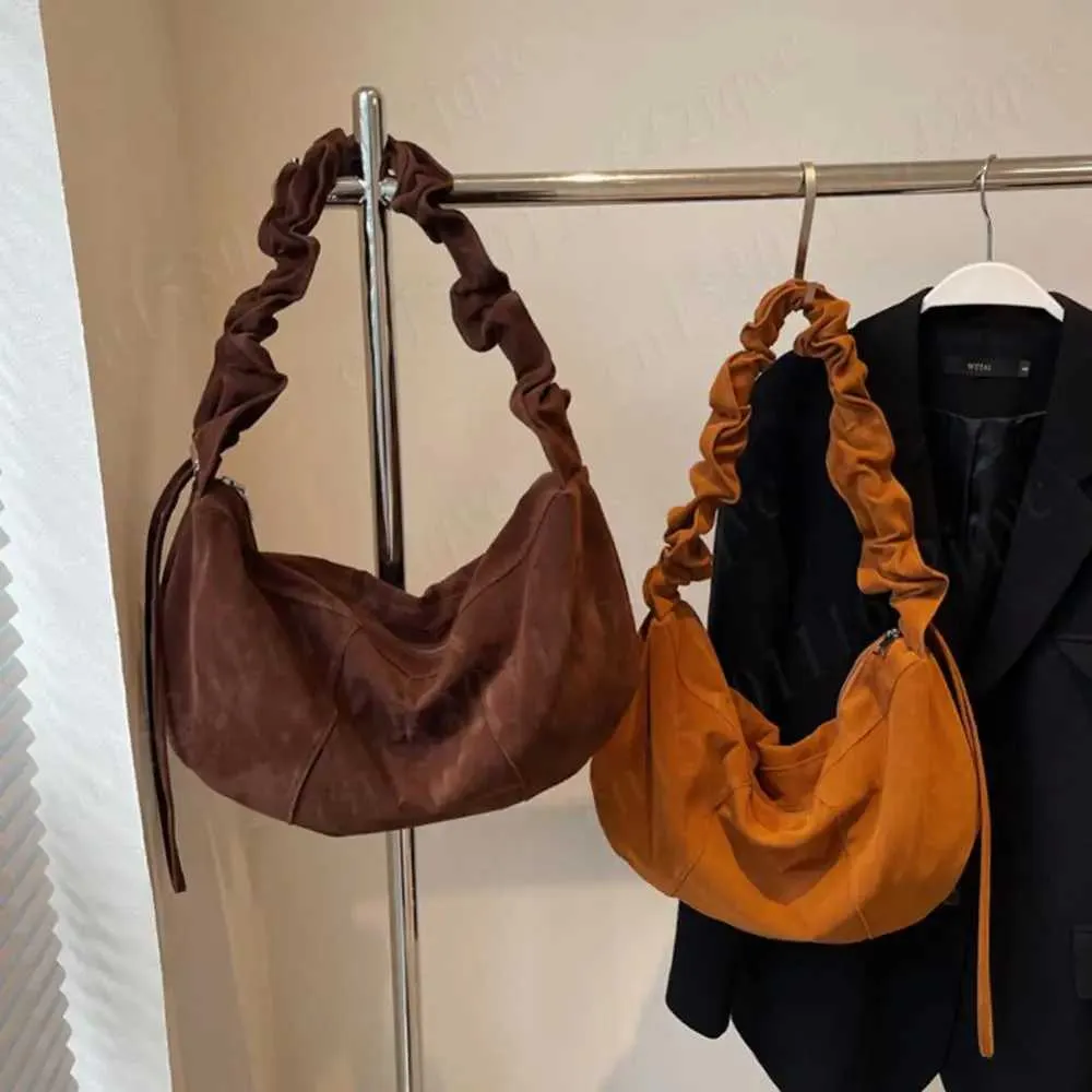 Borsa a mano piccola Hobo Tote multitasche in pelle scamosciata da donna con tracolla regolabile, borsa a mezzaluna, mini pochette a tracolla_voghion.com