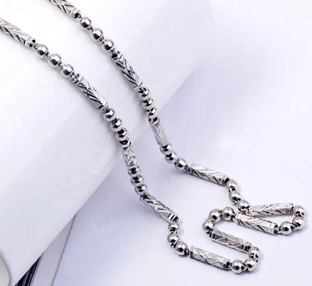 Sterling Silver Chain Necklace For Men Geometric Vintage Style_voghion.com