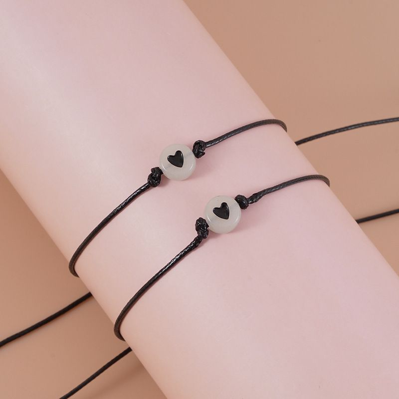 Nuovo semplice luminoso amore fortunato perlina amicizia coppia tirare gancio carta braccialetto regolabile mano corda_voghion.com