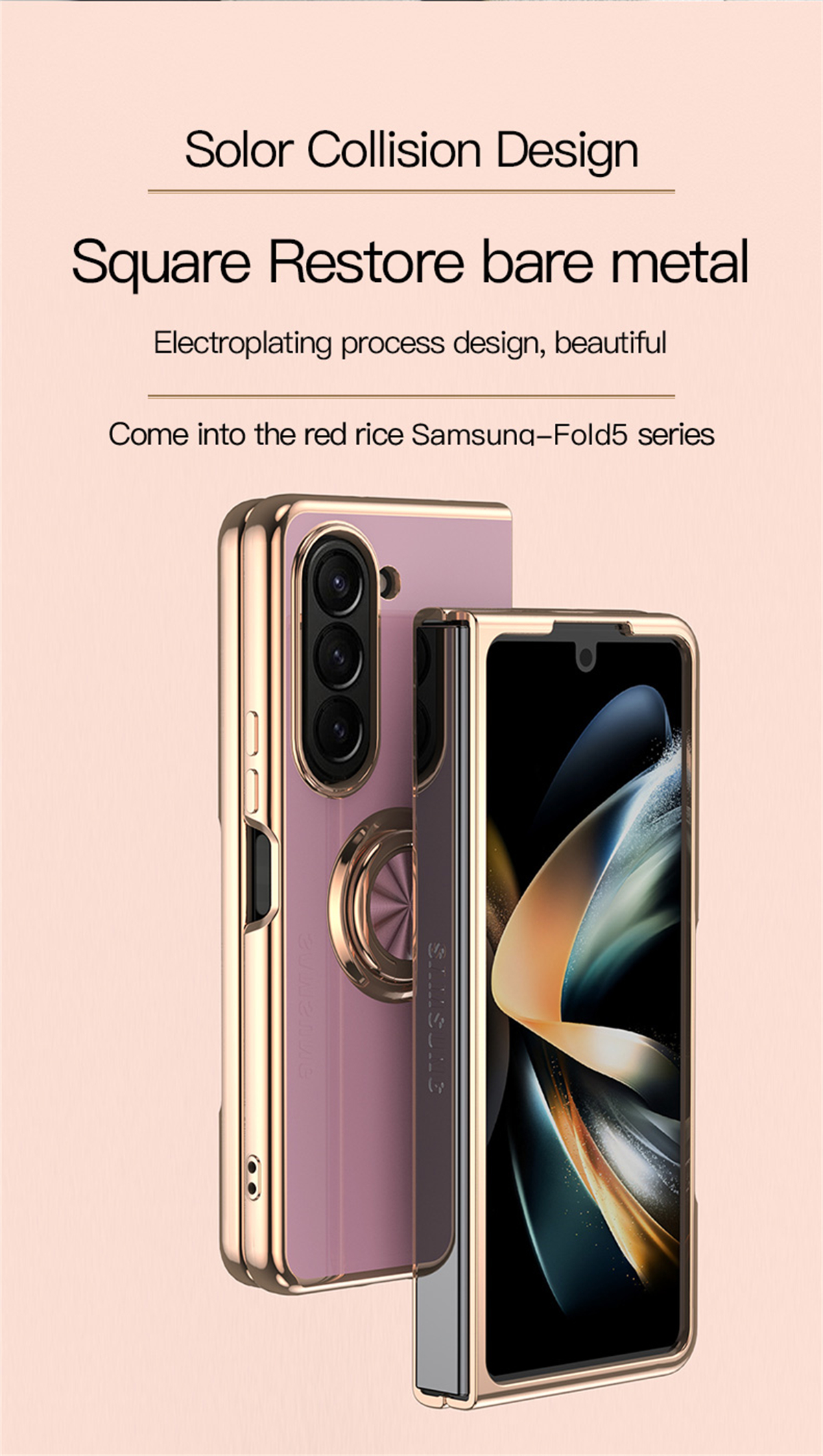 Shockproof Plating Ring Holder Phone Case For Samsung Galaxy Z Fold 5 4 Protective Cover Stand Back Shell Capa Funda_voghion.com