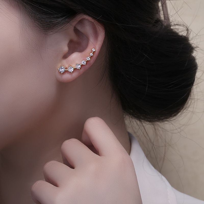 Stile freddo multi zircone per orecchini da donna in argento sterling dal design versatile e dal temperamento semplice_voghion.com