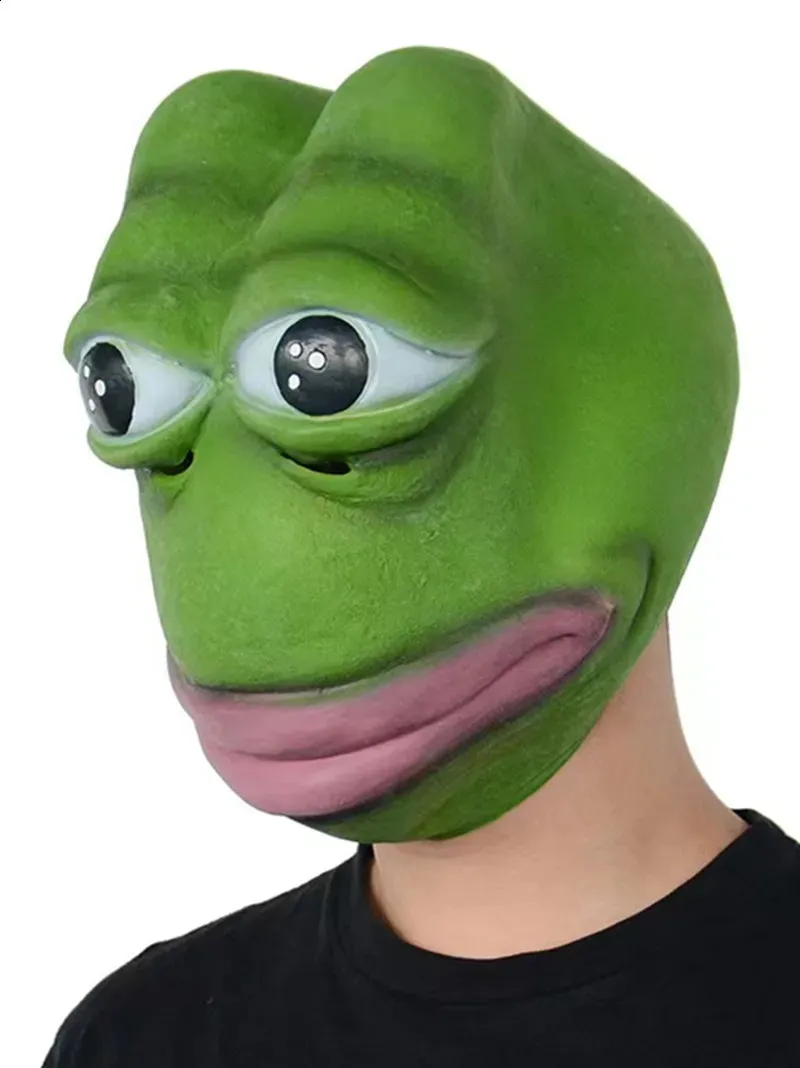 Frog head mask fun animal rubber latex costume accessories for parties Halloween Christmas makeup roleplaying 240923_voghion.com