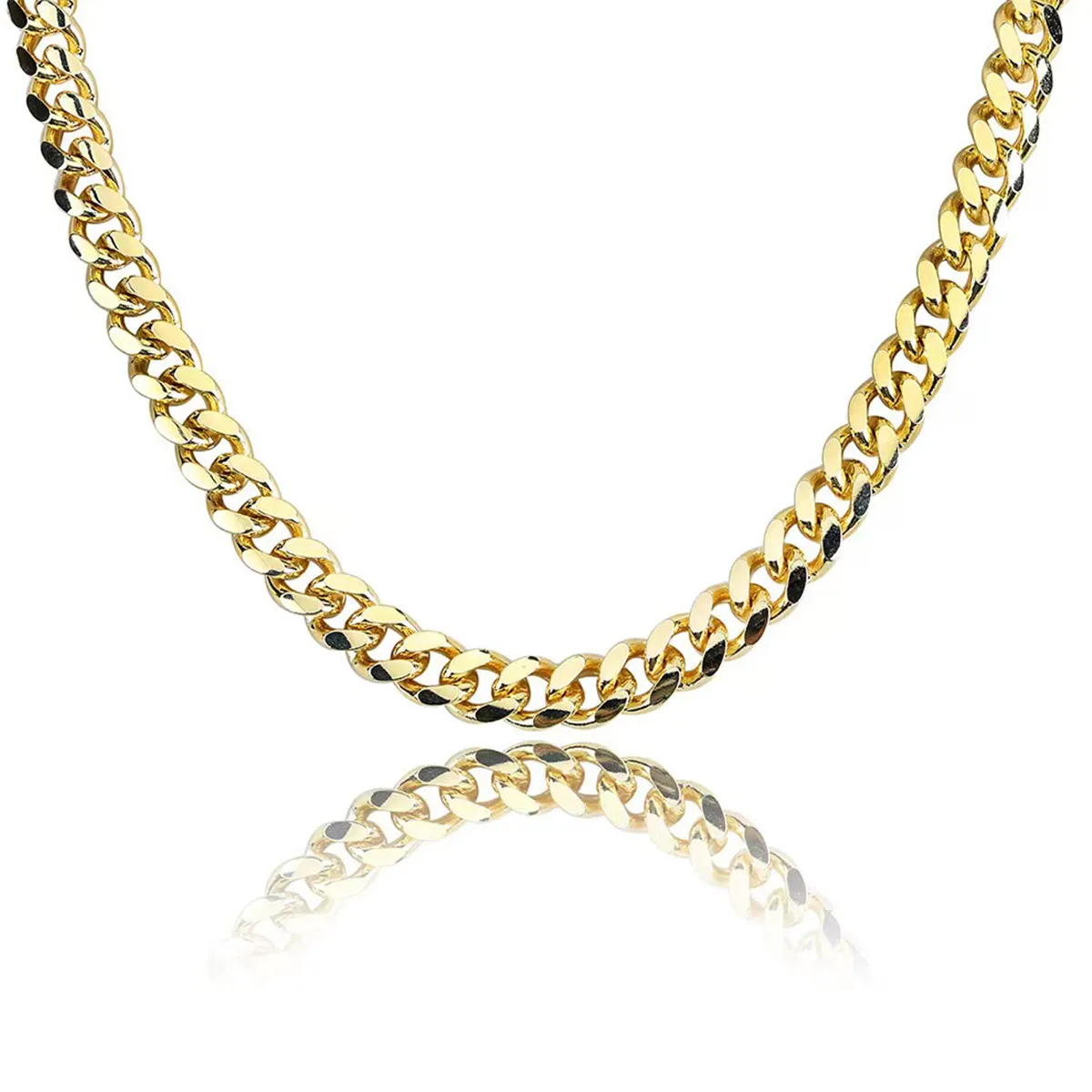 Catene Moda Europea E Americana Uomo Collana In Rame Puro Placcato Con Oro/S Argento Doppia Catena Cubana Stretta Hip-hop_voghion.com